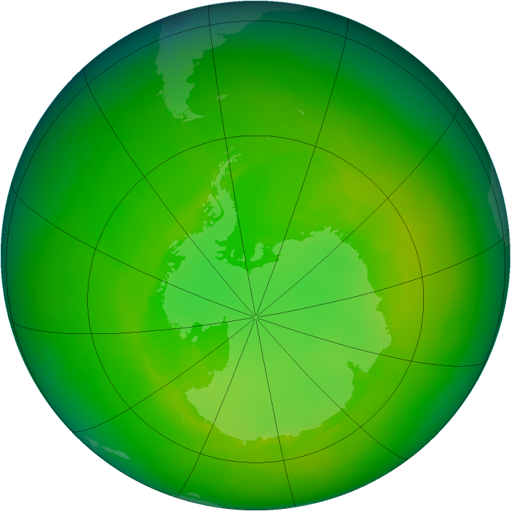 Antarctic ozone map for December 1981